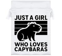 Azeeda 18cm 'Just a Capybara Lover' Satin Drawstring Bag/Pouch (SB00129202)