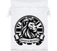 Azeeda 18cm 'Lion Made In Britain Emblem' Satin Drawstring Bag/Pouch (SB00134170)