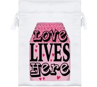 Azeeda 18cm 'Love Lives Here' Satin Drawstring Bag/Pouch (SB00144802)