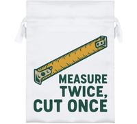 Azeeda 18cm 'Measure Twice Cut Once' Satin Drawstring Bag/Pouch (SB00133790)