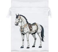 Azeeda 18cm 'Mechanical Horse' Satin Drawstring Bag/Pouch (SB00148438)