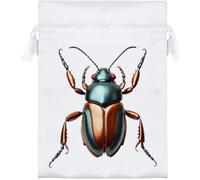 Azeeda 18cm 'Metallic Beetle' Satin Drawstring Bag/Pouch (SB00142390)
