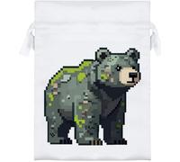 Azeeda 18cm 'Mossy Stone Bear' Satin Drawstring Bag/Pouch (SB00148702)