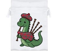 Azeeda 18cm 'Nessie Playing Bagpipes' Satin Drawstring Bag/Pouch (SB00134090)