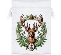 Azeeda 18cm 'Overgrown Decorative Crest with a Stag' Satin Drawstring Bag/Pouch (SB00144534)
