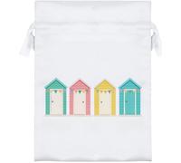 Azeeda 18cm 'Pastel Beach Huts' Satin Drawstring Bag/Pouch (SB00136186)