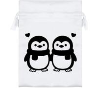 Azeeda 18cm 'Penguins in Love' Satin Drawstring Bag/Pouch (SB00145686)