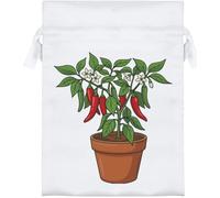 Azeeda 18cm 'Pepper Plant In Pot' Satin Drawstring Bag/Pouch (SB00147218)