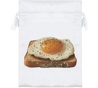 Azeeda 18cm 'Perfect Sunny Side Up Egg on Toast' Satin Drawstring Bag/Pouch (SB00147490)
