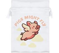 Azeeda 18cm 'Pigs Might Fly' Satin Drawstring Bag/Pouch (SB00135066)