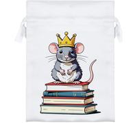 Azeeda 18cm 'Rat King with Books' Satin Drawstring Bag/Pouch (SB00158309)