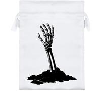 Azeeda 18cm 'Skeleton Hand Reaching Out From Dirt' Satin Drawstring Bag/Pouch (SB00137942)