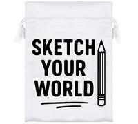 Azeeda 18cm 'Sketch Your World Artist Statement With Penci' Satin Drawstring Bag/Pouch (SB00130130)