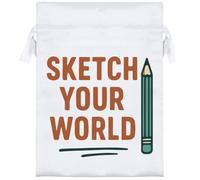 Azeeda 18cm 'Sketch Your World Artist Statement With Penci' Satin Drawstring Bag/Pouch (SB00130134)