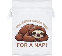 Azeeda 18cm 'Sleepy Sloth Nap Time' Satin Drawstring Bag/Pouch (SB00154566)