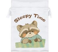Azeeda 18cm 'Sleepy Time Raccoon' Satin Drawstring Bag/Pouch (SB00156862)