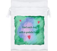 Azeeda 18cm 'Start Each Day With A Grateful Heart' Satin Drawstring Bag/Pouch (SB00134362)