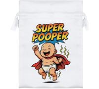 Azeeda 18cm 'Super Pooper' Satin Drawstring Bag/Pouch (SB00132078)