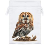 Azeeda 18cm 'Tawny Owl Calling' Satin Drawstring Bag/Pouch (SB00127158)