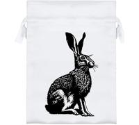 Azeeda 18cm 'Wild Hare Resting' Satin Drawstring Bag/Pouch (SB00146618)