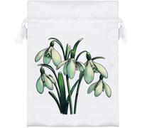 Azeeda 18cm 'Wild Snowdrop Flowers' Satin Drawstring Bag/Pouch (SB00140634)
