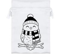 Azeeda 18cm 'Winter Owl' Satin Drawstring Bag/Pouch (SB00154646)