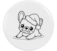 Azeeda 2 x 38mm 'Cute French Bulldog Puppy Wearing Santa Hat' Small Button Pin Badges (BB00157417)