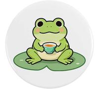 Azeeda 2 x 38mm 'Cute Frog with Tea' Small Button Pin Badges (BB00165669)