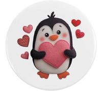 Azeeda 2 x 38mm 'Cute Penguin Holding Heart' Small Button Pin Badges (BB00162387)