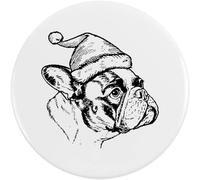 Azeeda 2 x 38mm 'French Bulldog Wearing Santa Hat' Small Button Pin Badges (BB00149726)