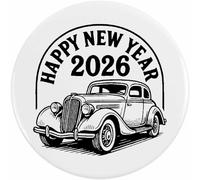 Azeeda 2 x 38mm 'Happy New Year 2026 Vintage Car' Small Button Pin Badges (BB00155279)