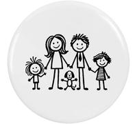 Azeeda 2 x 38mm 'Happy Stick Figure Family' Small Button Pin Badges (BB00170101)