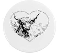 Azeeda 2 x 38mm 'Highland Cow in Heart' Small Button Pin Badges (BB00162865)