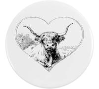 Azeeda 2 x 38mm 'Highland Cow in Heart' Small Button Pin Badges (BB00162868)