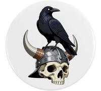 Azeeda 2 x 38mm 'Raven on Viking Skull' Small Button Pin Badges (BB00163804)