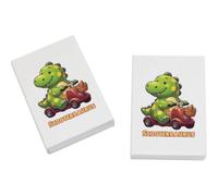 Azeeda 2 x 45mm 'Happy Dinosaur Riding Mobility Scooter' Erasers/Rubbers (ER00059455)