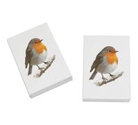 Azeeda 2 x 45mm 'Robin Bird on a Snowy Winter Branch' Erasers/Rubbers (ER00052614)