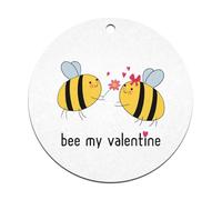 Azeeda 2 x 70mm 'Bee My Valentine' Flat Christmas Baubles - Festive Tree Decorations & Hanging Ornaments for Holiday Decorating & Gifting (CB00135421)