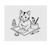 Azeeda 2 x 'Cat Writing Letter' Microfibre Lens/Glasses Cleaning Cloths (LC00039967)