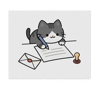 Azeeda 2 x 'Cat Writing Letter' Microfibre Lens/Glasses Cleaning Cloths (LC00039968)