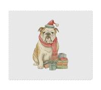 Azeeda 2 x 'Christmas Bulldog Wearing Santa Hat and Gifts' Microfibre Lens/Glasses Cleaning Cloths (LC00035194)
