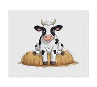 Azeeda 2 x 'Cow Sitting on Hay Bale' Microfibre Lens/Glasses Cleaning Cloths (LC00039635)