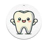 Azeeda 2 x 'Cute Happy Tooth' Christmas Baubles (CB00134308) | 70mm Flat Hanging Ornaments for Xmas Holiday Decorating & Gifting