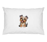 Azeeda 2 x 'Happy Yorkshire Terrier' Cotton Pillow Cases (PW00041182)
