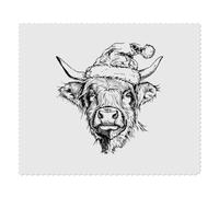 Azeeda 2 x 'Highland Cow Wearing Santa Hat' Microfibre Lens/Glasses Cleaning Cloths (LC00034590)