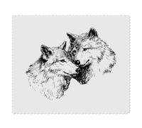 Azeeda 2 x 'Wolf Couple' Microfibre Lens/Glasses Cleaning Cloths (LC00039029)