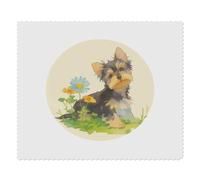 Azeeda 2 x 'Yorkshire Pup & Flowers' Lens Cleaning Cloths (LC00032175) | Microfibre Cloths for Glasses, Sunglasses, Phones, Cameras and Screens