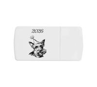 Azeeda '2026 Scottish Terrier Wearing Party Hat' Pill Box with Tablet Splitter (PI00039510)