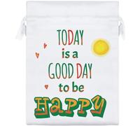 Azeeda 20cm 'A Good Day To Be Happy' Satin Drawstring Bag/Pouch (SB00132507)