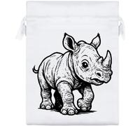Azeeda 20cm 'Baby Rhino' Satin Drawstring Bag/Pouch (SB00154967)